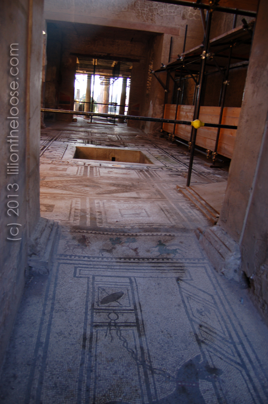 Mosaics on the floor at Pompeii