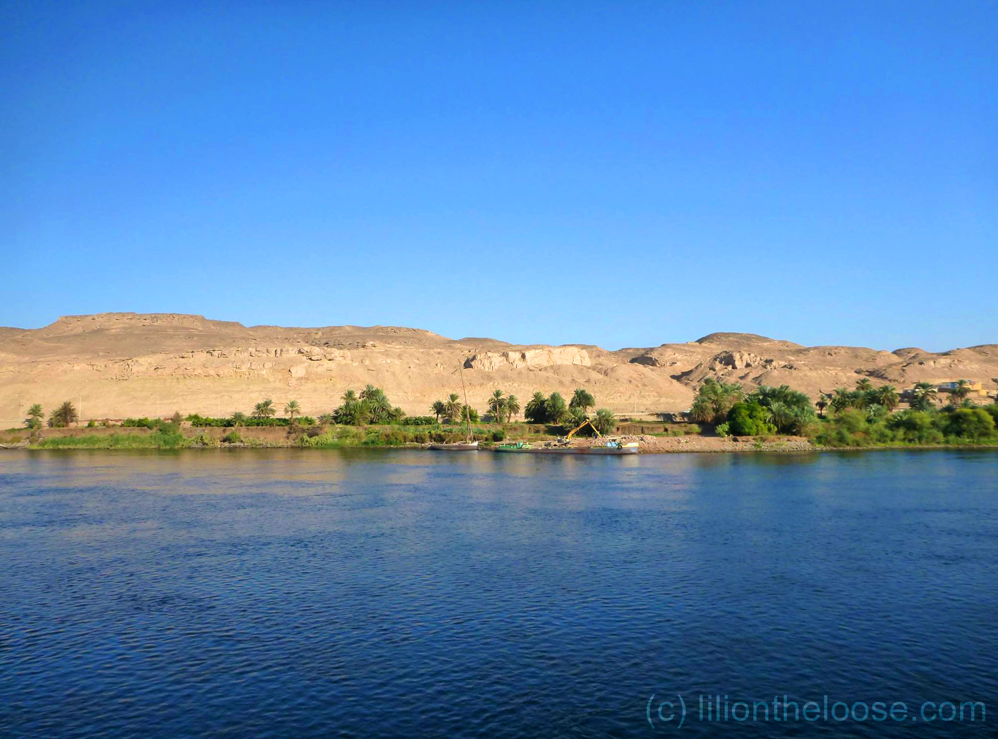 Egyptian Desert as seen from a Nile cruise.